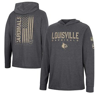 Men's Colosseum Charcoal Louisville Cardinals Team OHT Military Appreciation Hoodie Long Sleeve T-Shirt