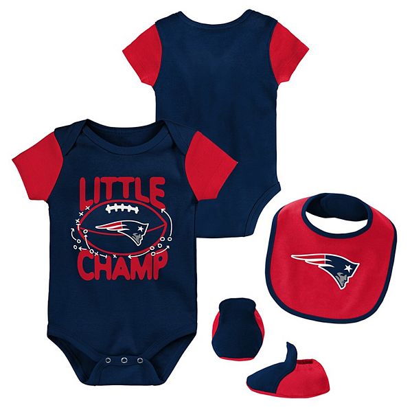 Newborn & Infant Navy/Red New England Patriots Little Champ Three-Piece ...