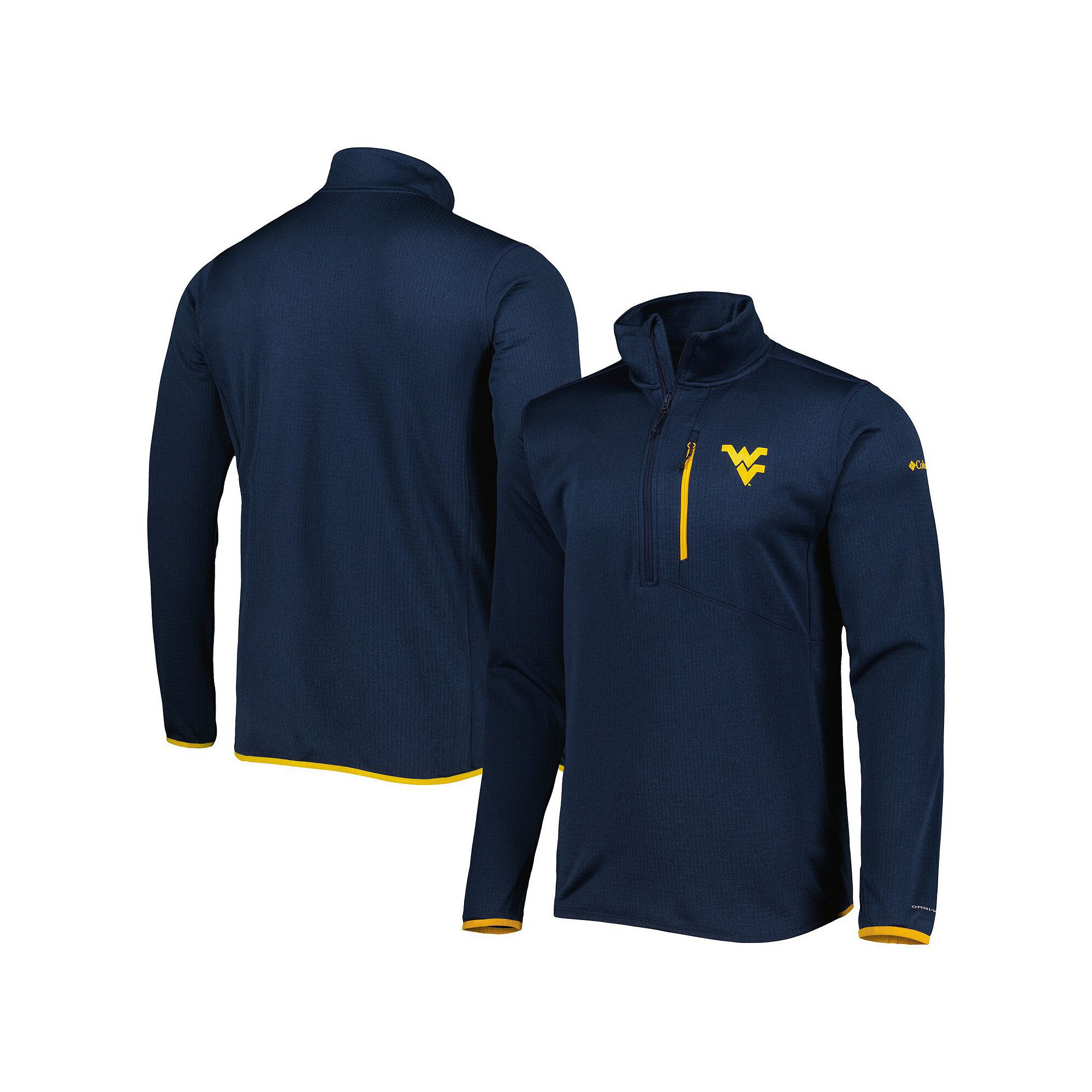 Mens Columbia Navy West Virginia Mountaineers Park View Omni-Wick Half-Zip