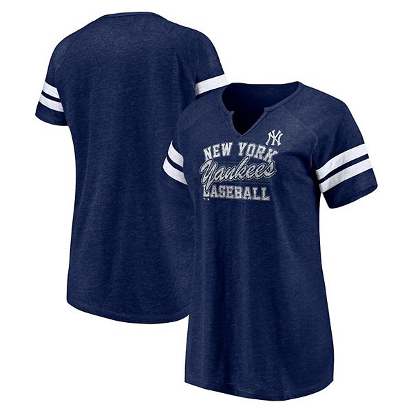 Stitches Men's Heather Navy New York Yankees Raglan Short Sleeve