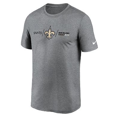 Men's Nike Heathered Charcoal New Orleans Saints Horizontal Lockup Legend Performance T-Shirt