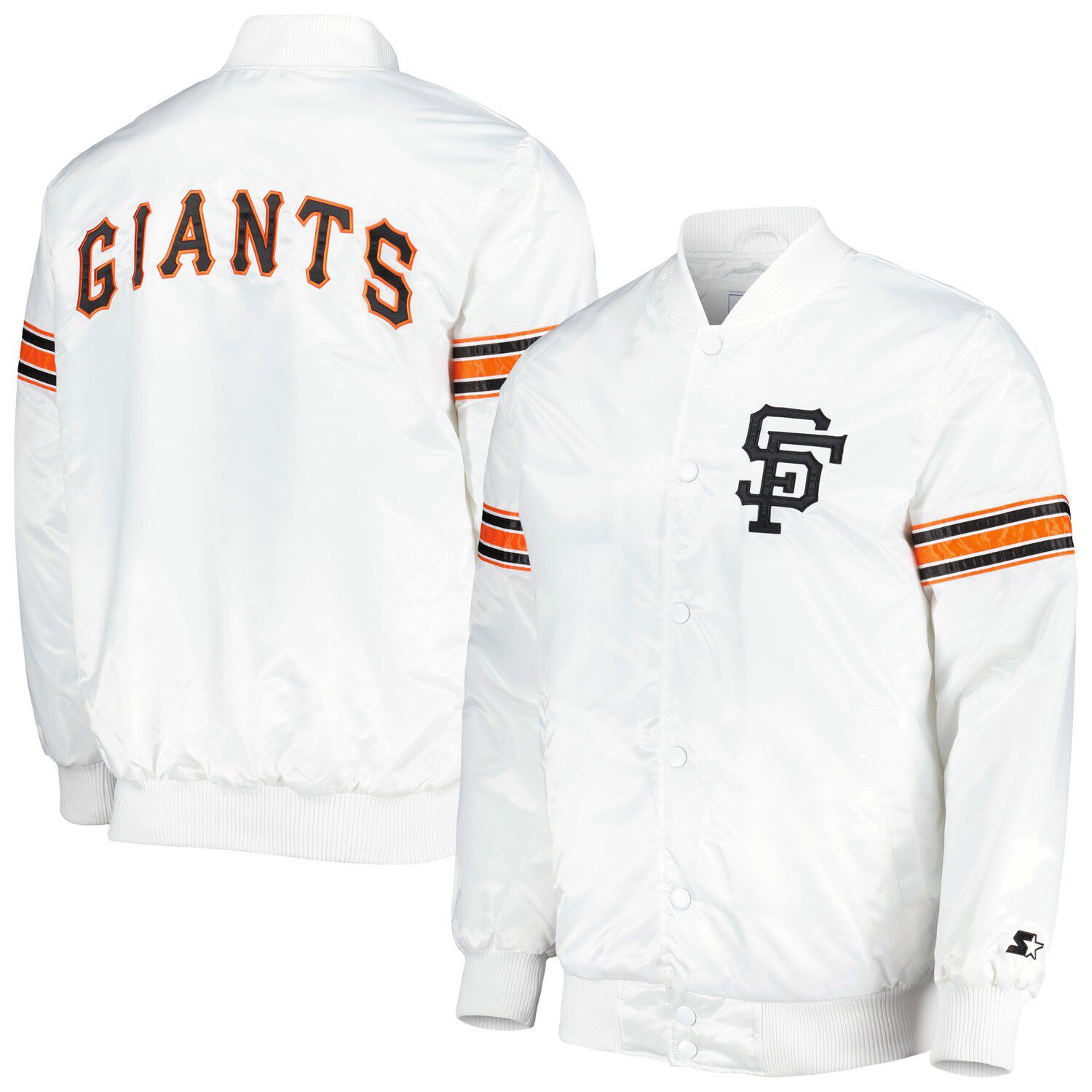 Men's Starter White New York Giants Throwback D-Line Varsity Full-Snap  Jacket