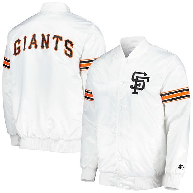 Men's Starter White San Francisco Giantss Power Forward Satin Full-Snap  Varsity Jacket