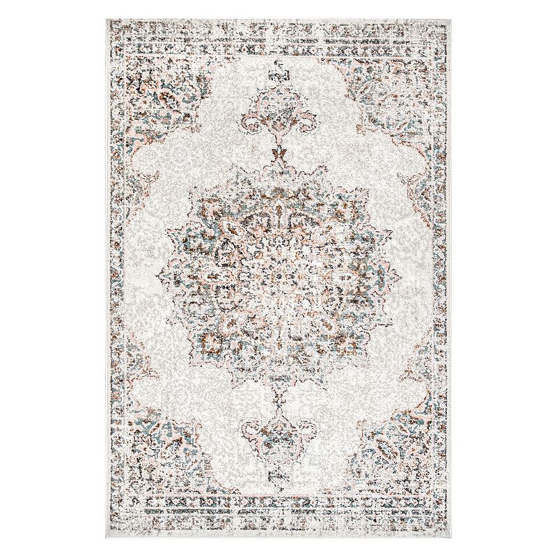 nuLoom Vintage Medallion Liliana Area Rug, Beig/Green, 8X10 Ft