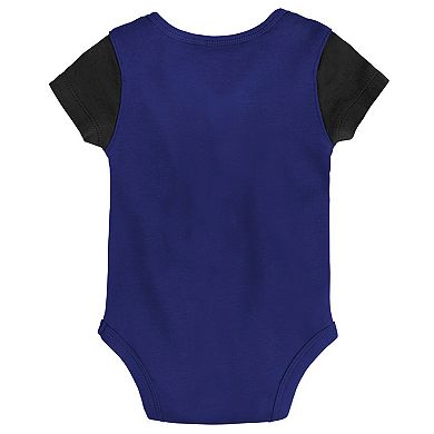 Newborn & Infant Purple/Black Baltimore Ravens Little Champ Three-Piece Bodysuit Bib & Booties Set