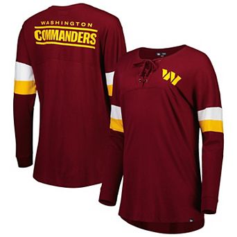 Women's New Era Burgundy Washington Commanders Athletic Varsity Lightweight Lace-Up Long Sleeve T-Shirt