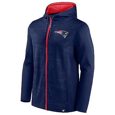Men's Fanatics Branded Navy/Red New England Patriots Ball Carrier Full-Zip Hoodie