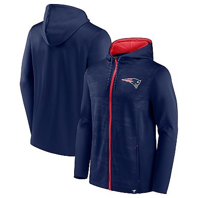 Men's Fanatics Branded Navy/Red New England Patriots Ball Carrier Full-Zip Hoodie