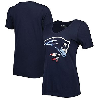 Women's New Era Navy New England Patriots Ink Dye Sideline V-Neck T-Shirt