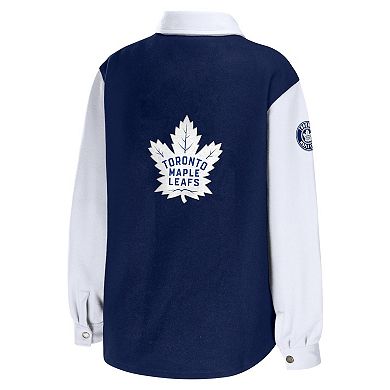 Women's WEAR by Erin Andrews Navy/White Toronto Maple Leafs Colorblock Button-Up Shirt Jacket