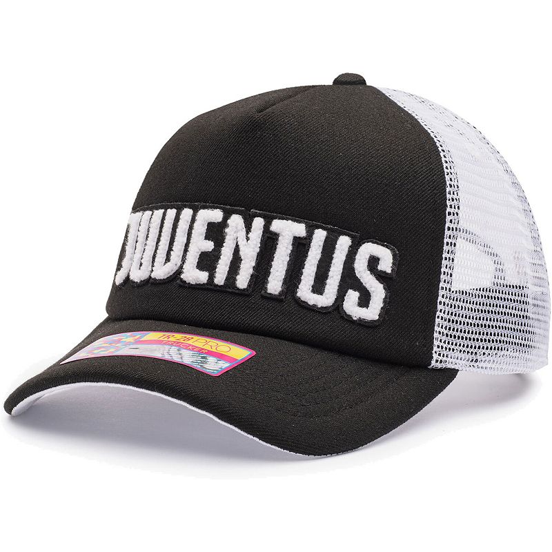 Mens Black/White Juventus Freshman Trucker Snapback Hat