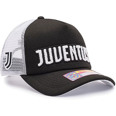 Men's Black/White Juventus Freshman Trucker Snapback Hat