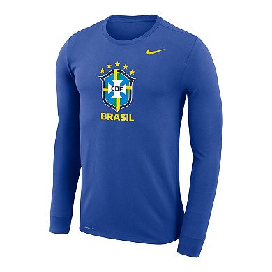 Men's Nike Royal Brazil National Team Primary Logo Legend Performance Long Sleeve T-Shirt