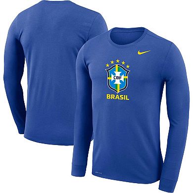 Men's Nike Royal Brazil National Team Primary Logo Legend Performance Long Sleeve T-Shirt