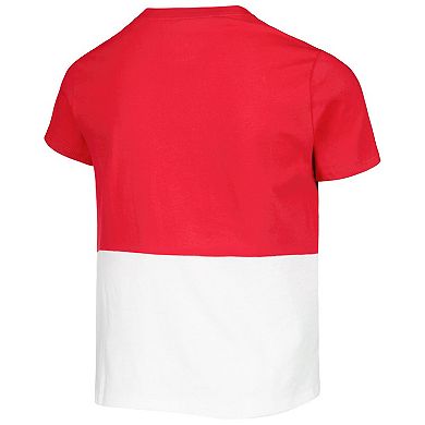 Girls Youth League Collegiate Wear Scarlet/White Nebraska Huskers Colorblocked T-Shirt