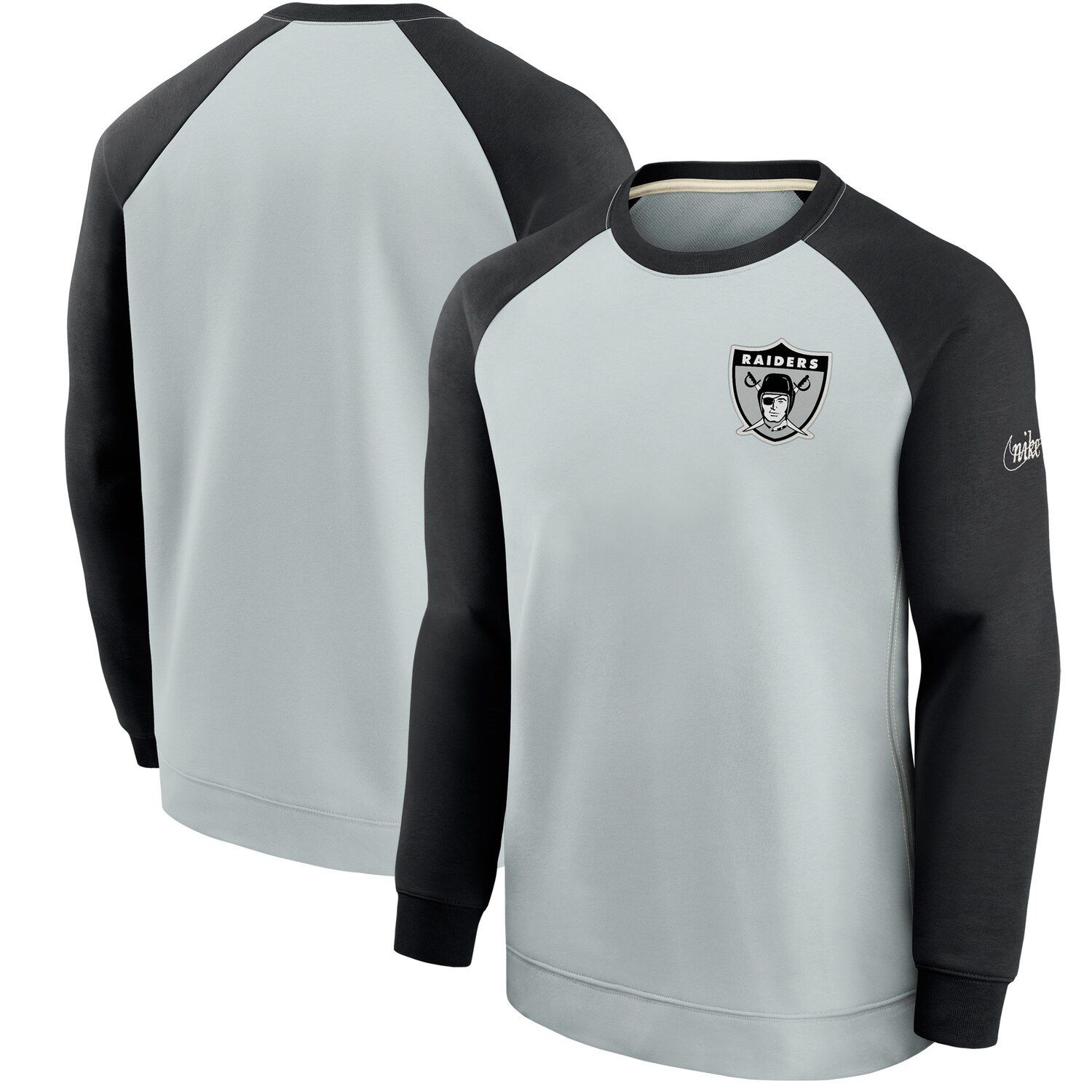 Men's Fanatics Branded Heathered Gray Las Vegas Raiders No Time Off Raglan  Pullover Hoodie