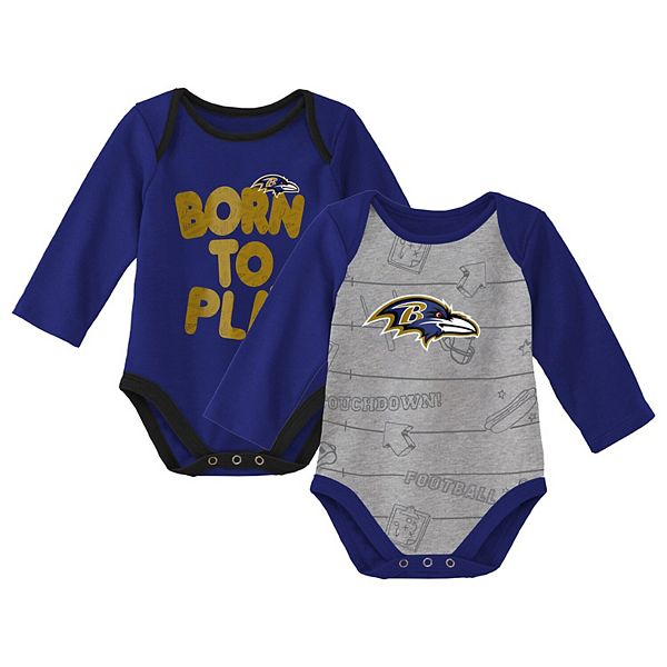 NFL 2-Pack Baby Boys Ravens Long Sleeve Bodysuits - 18mo