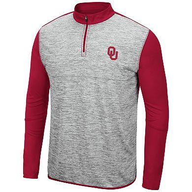 Men's Colosseum Heather Gray/Crimson Oklahoma Sooners Prospect Quarter-Zip Jacket