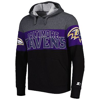 Men's Starter Heather Charcoal/Purple Baltimore Ravens Extreme Pullover Hoodie