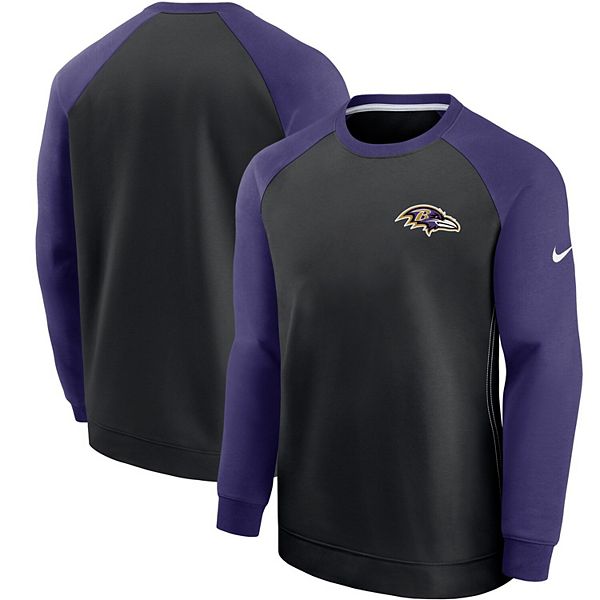 Men's Nike Black/Purple Baltimore Ravens Historic Raglan Crew ...