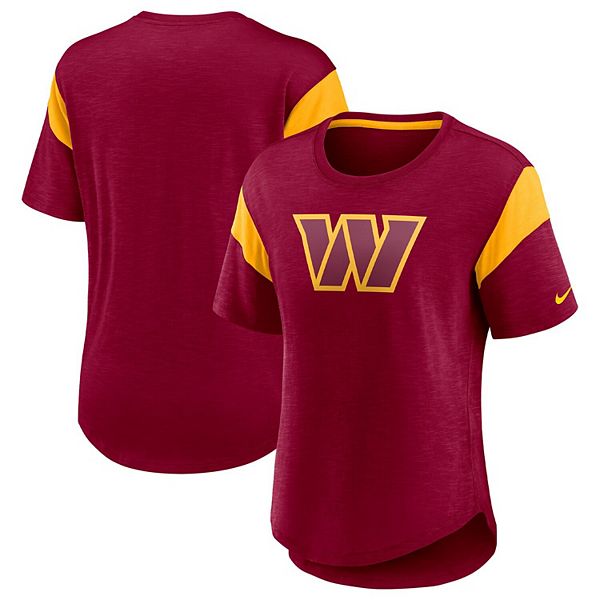 Women's Washington Commanders Nike Gold/Burgundy High Hip Fashion T-Shirt  in 2023