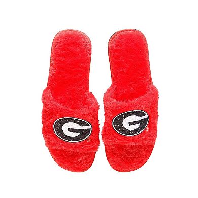 Women's FOCO Red Georgia Bulldogs Rhinestone Fuzzy Slippers