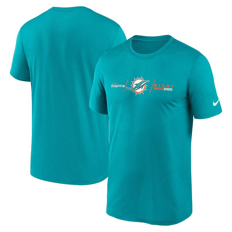 Mens Nike Aqua Miami Dolphins Horizontal Lockup Legend Performance T-Shirt