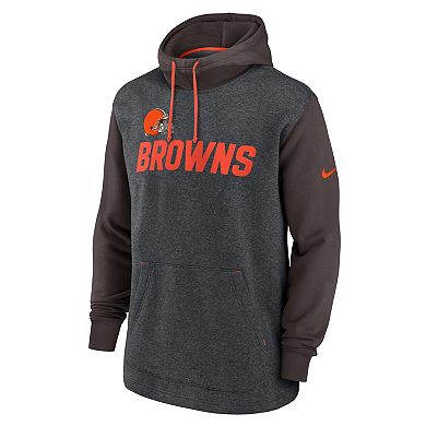 Men's Nike Heathered Charcoal/Brown Cleveland Browns Surrey Legacy Pullover Hoodie