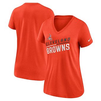 Women's Nike Orange Cleveland Browns Slant Logo Tri-Blend V-Neck T-Shirt