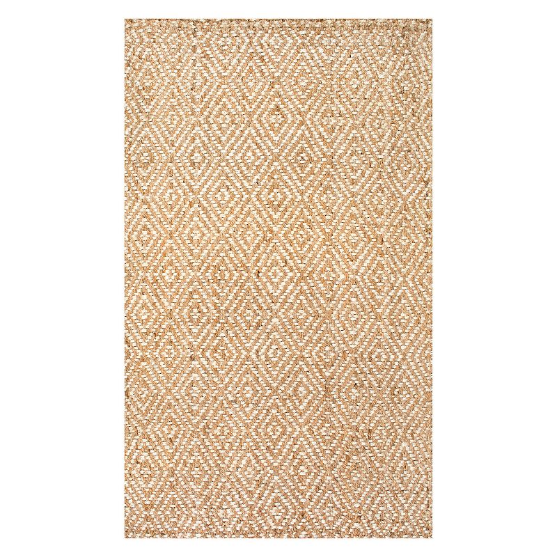 nuLoom Alanna Diamond Jute Area Rug, White, 9.5X13.5Ft