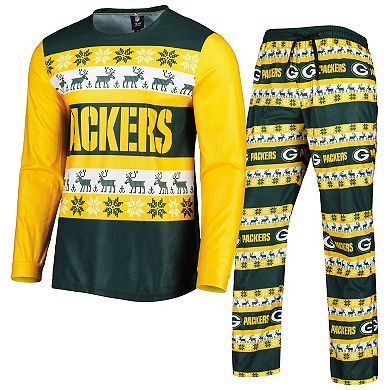 Men's FOCO Green Green Bay Packers Team Ugly Pajama Set
