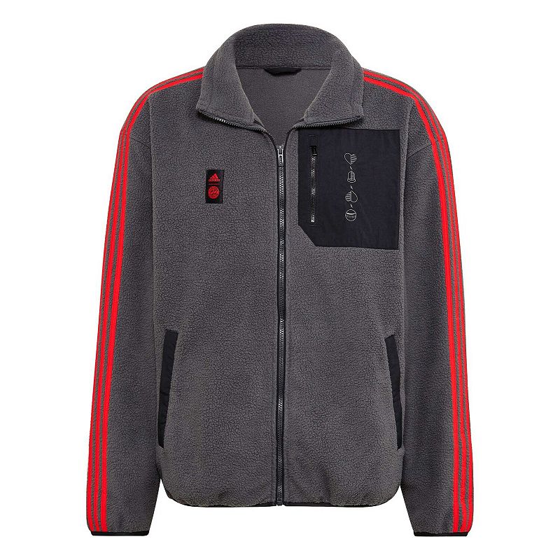 Mens adidas Gray Bayern Munich Lifestyler Fleece Full-Zip Jacket, Size: Sm
