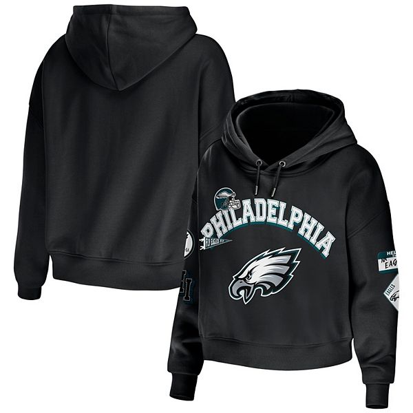 Women's Wear by Erin Andrews Black Philadelphia Eagles Lace-Up Pullover Hoodie Size: Small