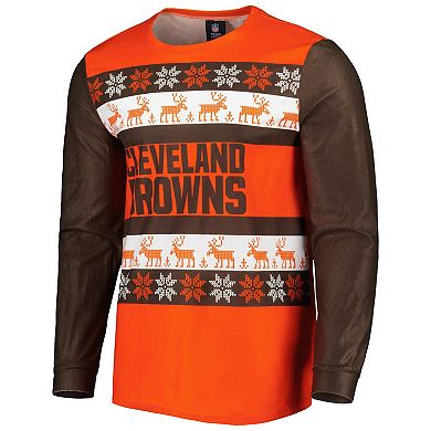 Men's FOCO Orange Cleveland Browns Team Ugly Pajama Set