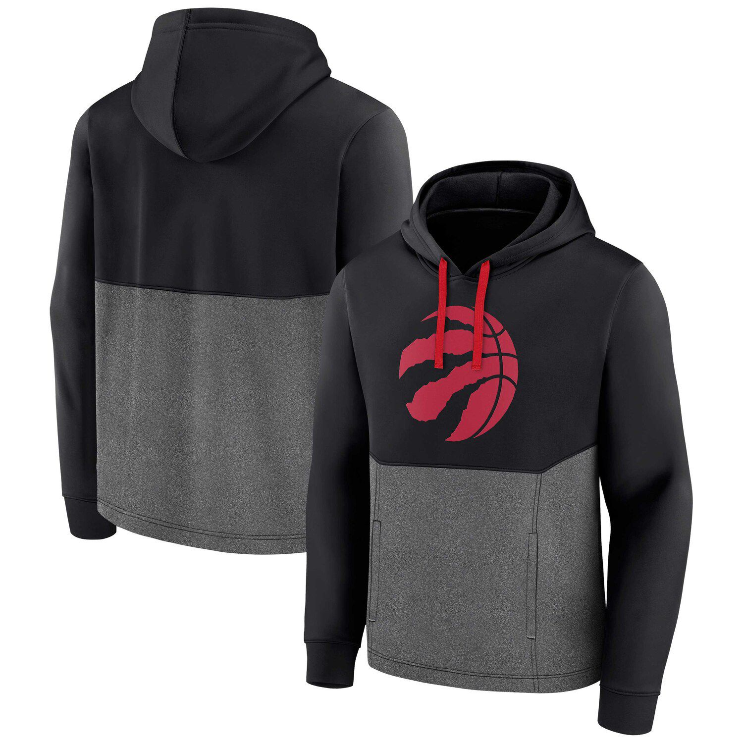 Men's Mitchell & Ness Black Toronto Raptors Hardwood Classics Colorblock  Pullover Hoodie