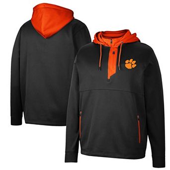 Men's Colosseum Black Clemson Tigers Luge 3.0 Quarter-Zip Hoodie