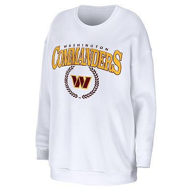 Women's WEAR by Erin Andrews White Washington Commanders Oversized Pullover Sweatshirt