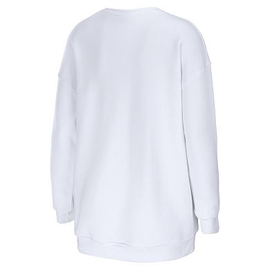 Women's WEAR by Erin Andrews White Washington Commanders Oversized Pullover Sweatshirt