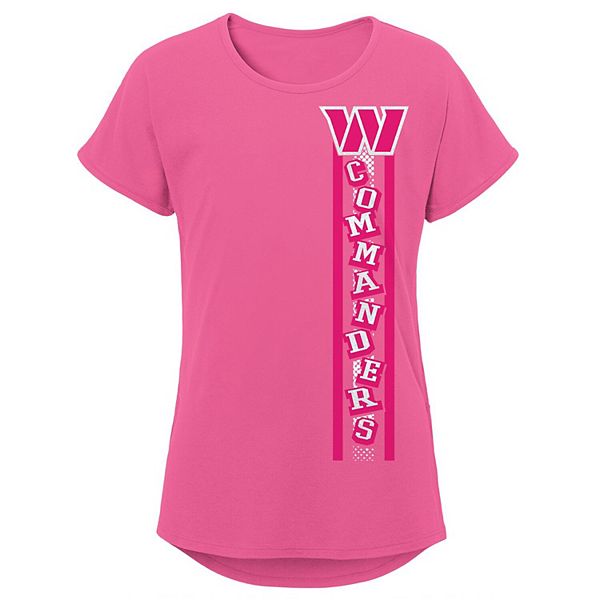 Girls Youth Pink Washington Commanders Logo Fair Catch Dolman T-Shirt