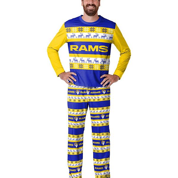 Los Angeles Rams FOCO Wordmark Ugly Pajama Set - Royal