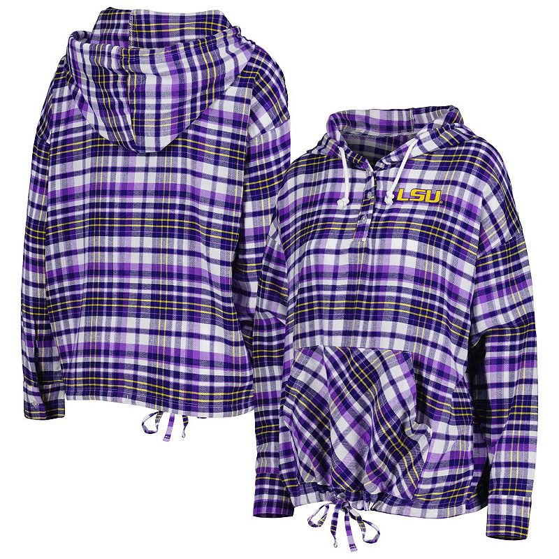 Womens Concepts Sport Purple LSU Tigers Mainstay Plaid Pullover Hoodie, Si