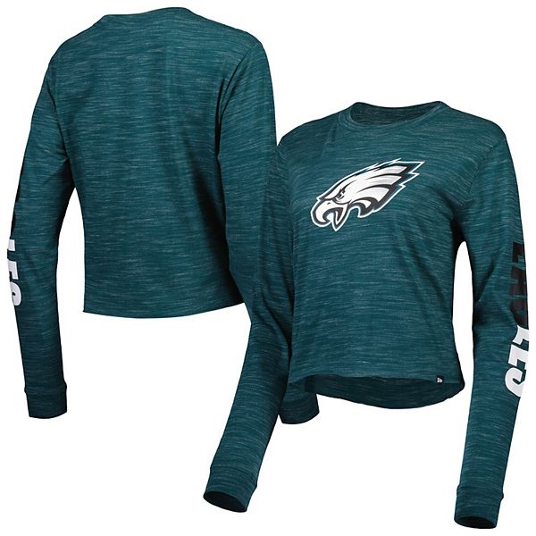 Women's New Era Midnight Green Philadelphia Eagles Crop Long Sleeve T-Shirt