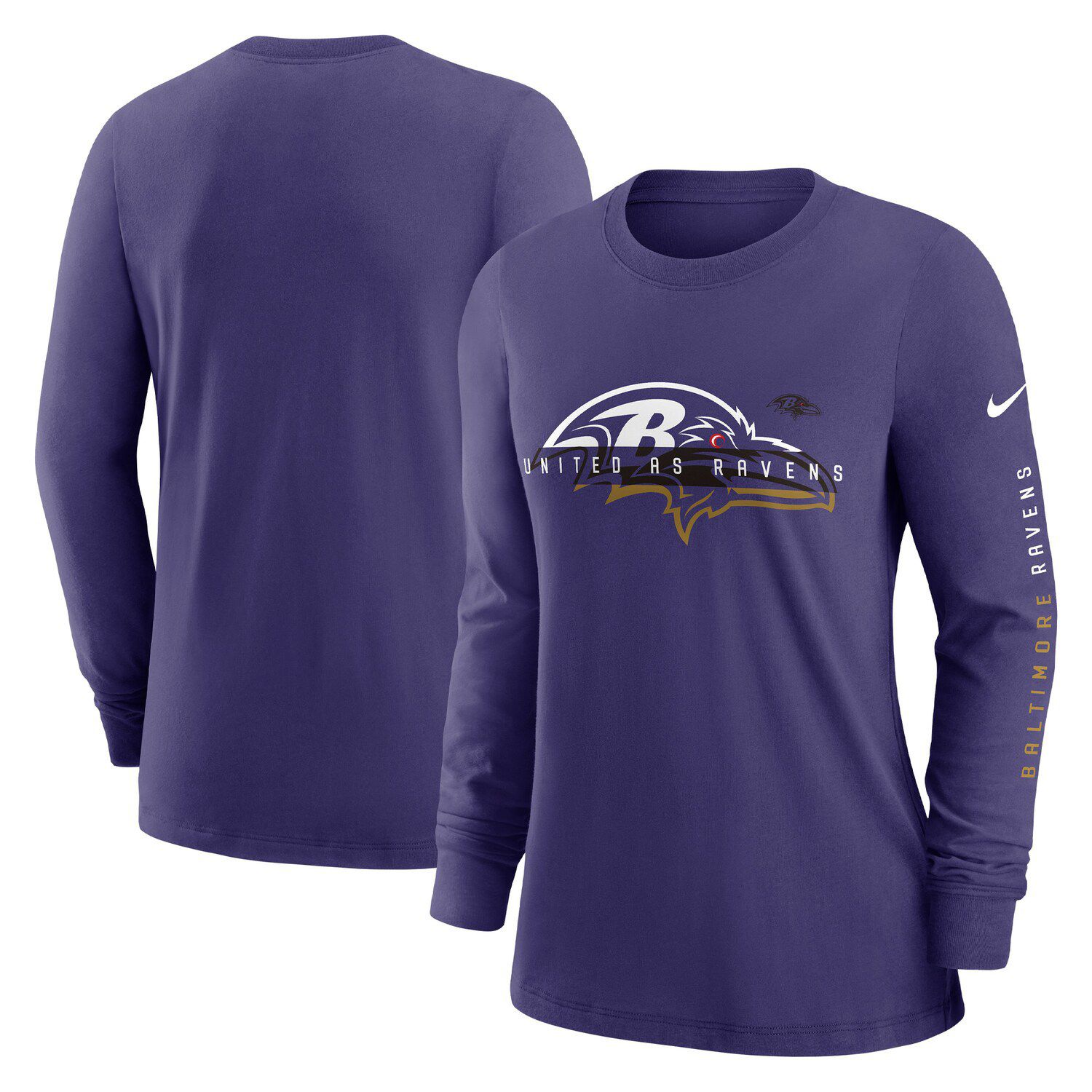 Women's Majestic White/Purple Baltimore Ravens Lace-Up V-Neck T