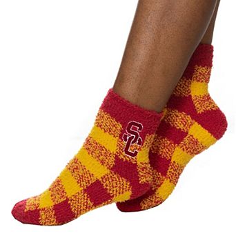 Women's ZooZatz USC Trojans Fuzzy Buffalo Check Crew Socks