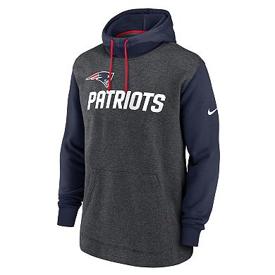 Men's Nike Heathered Charcoal/Navy New England Patriots Surrey Legacy Pullover Hoodie