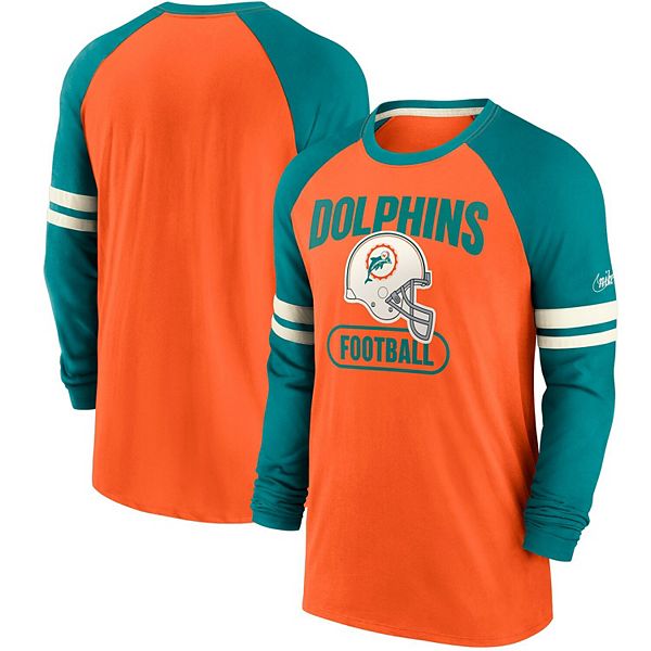 Aqua/Orange Miami Dolphins Locker Room Throwback Satin Jacket