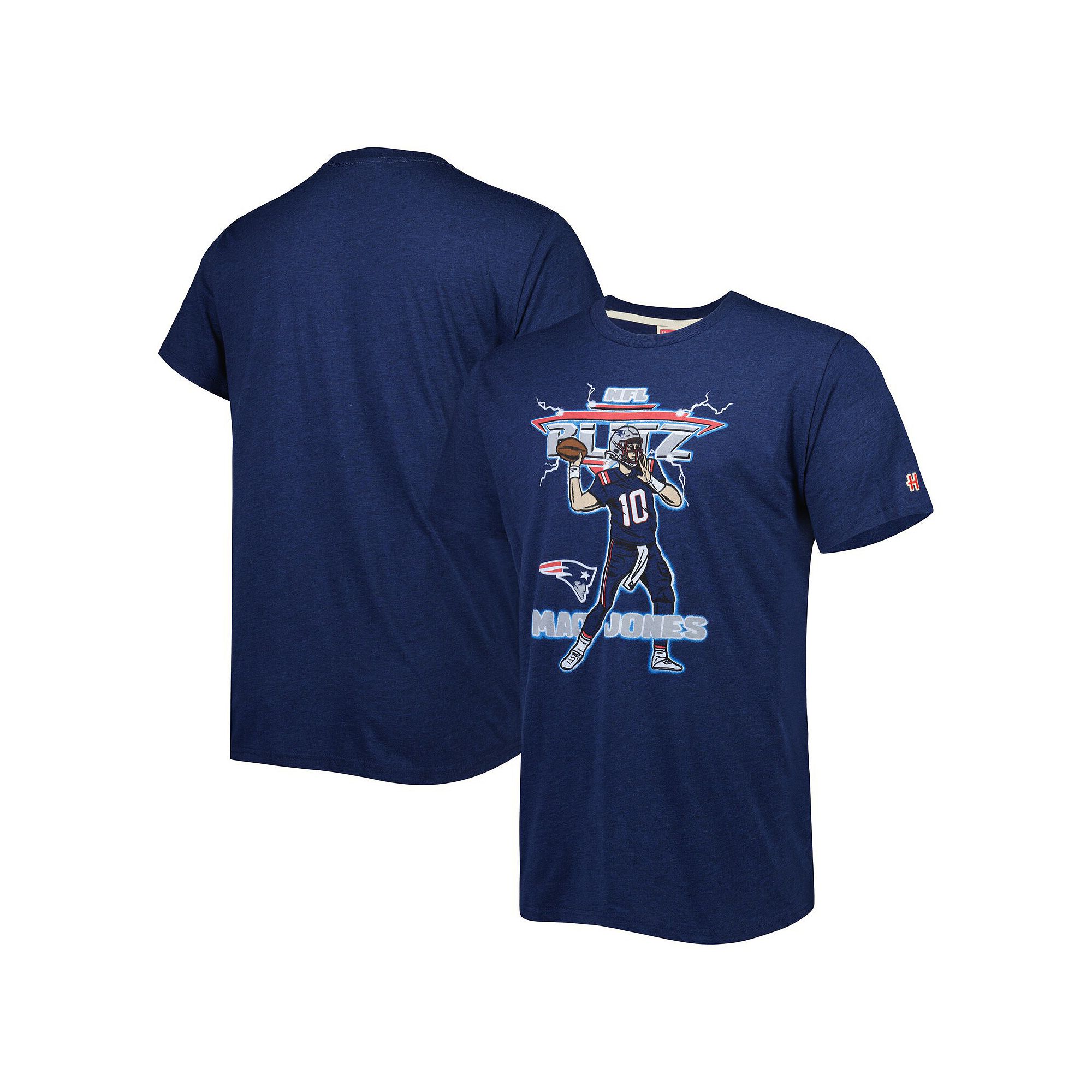 Mens Homage Mac Jones Heathered Heather Navy New England Patriots NFL Blit