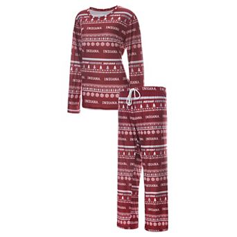Women's Concepts Sport Crimson Indiana Hoosiers Holiday Long Sleeve T-Shirt and Pants Sleep Set