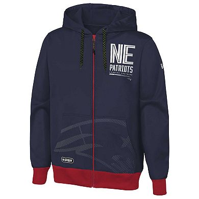 Men's New Era Navy New England Patriots Combine Authentic Drop Back Full-Zip Hoodie