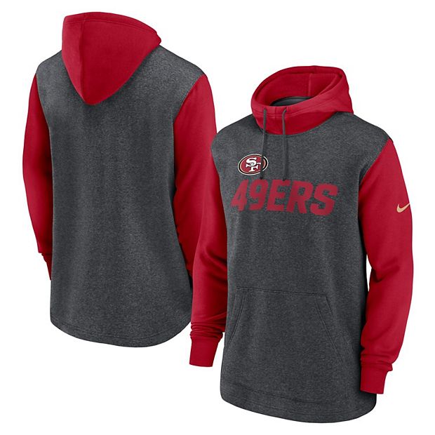 Men's Nike Heathered Charcoal/Scarlet San Francisco 49ers Surrey Legacy  Pullover Hoodie